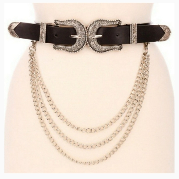 🍭💥Double Buckle Belt w/ Chains - Picture 5 of 6